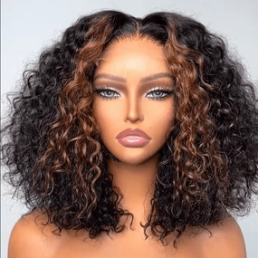Wear and Go Glueless Wigs Highlight Ombre Short Bob Lace Front Wig Human Hair 180% Density