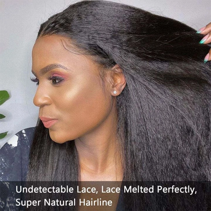 Wear Go Glueless Wigs Kinky Straight Pre Cut HD Transaparent Lace Human Hair Wigs With Breathable Wear & Go Pre Plucked Hairline Cap Air Wig-Geeta Hair