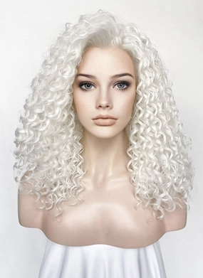 White Curly Lace Front Synthetic Wig LFK5555