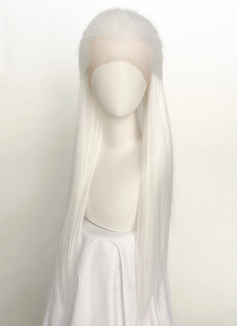 White Straight Lace Front Synthetic Men's Wig LF3270B