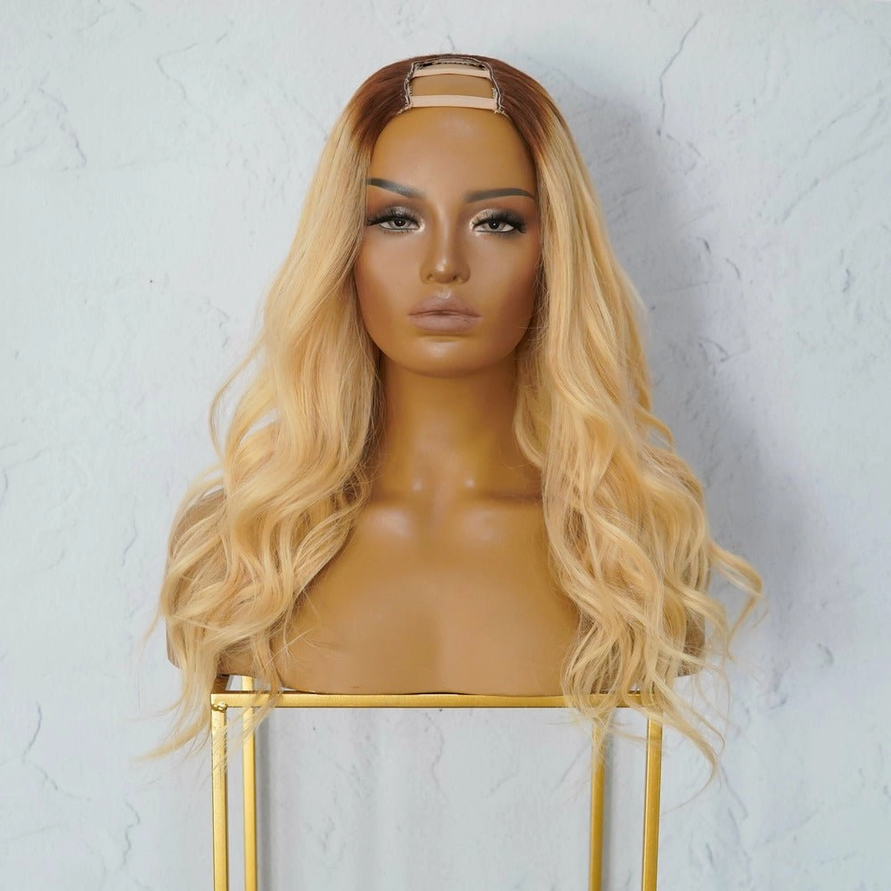 WILLOW Ombre Blonde Human Hair U Part Wig 16" ** READY TO SHIP **