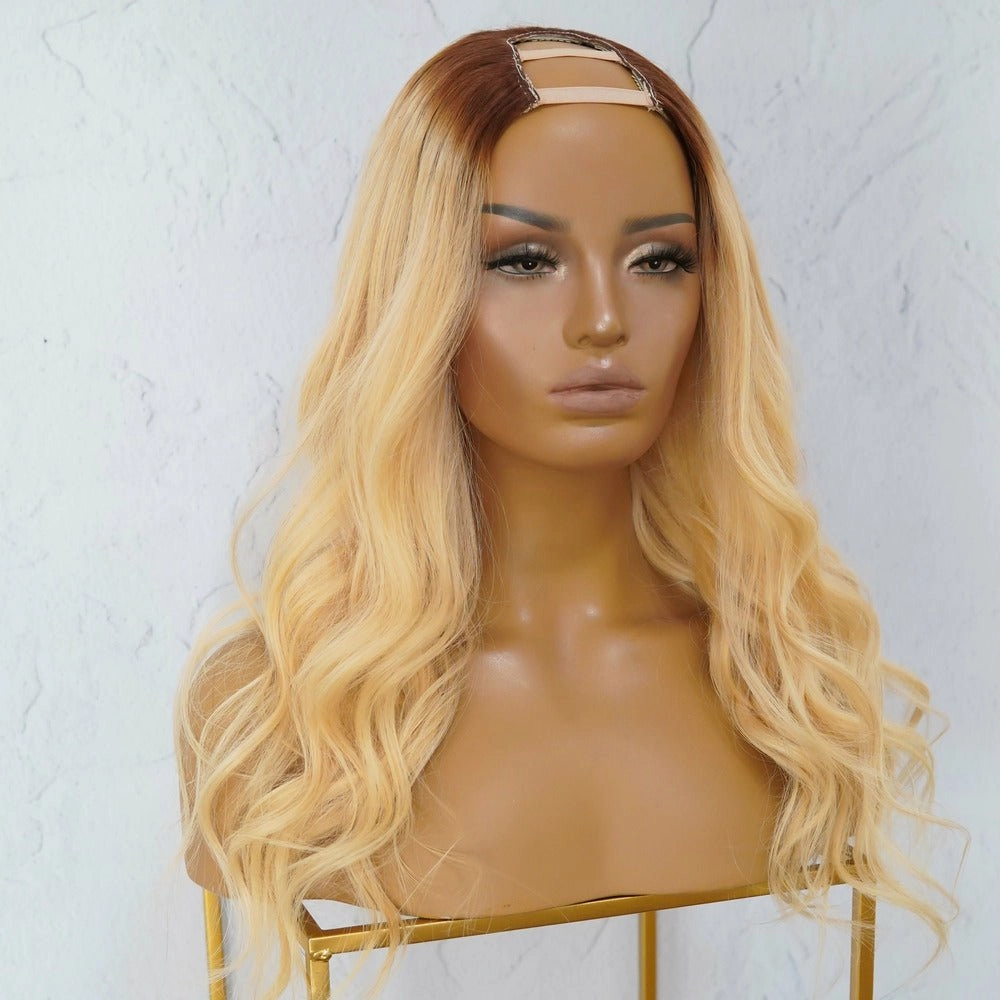 WILLOW Ombre Blonde Human Hair U Part Wig 16" ** READY TO SHIP **
