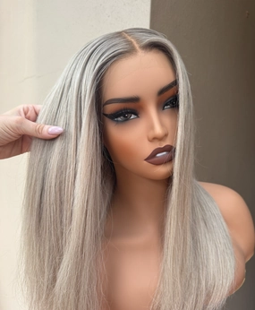 WINNY Ash Blonde Human Hair Lace Front Wig