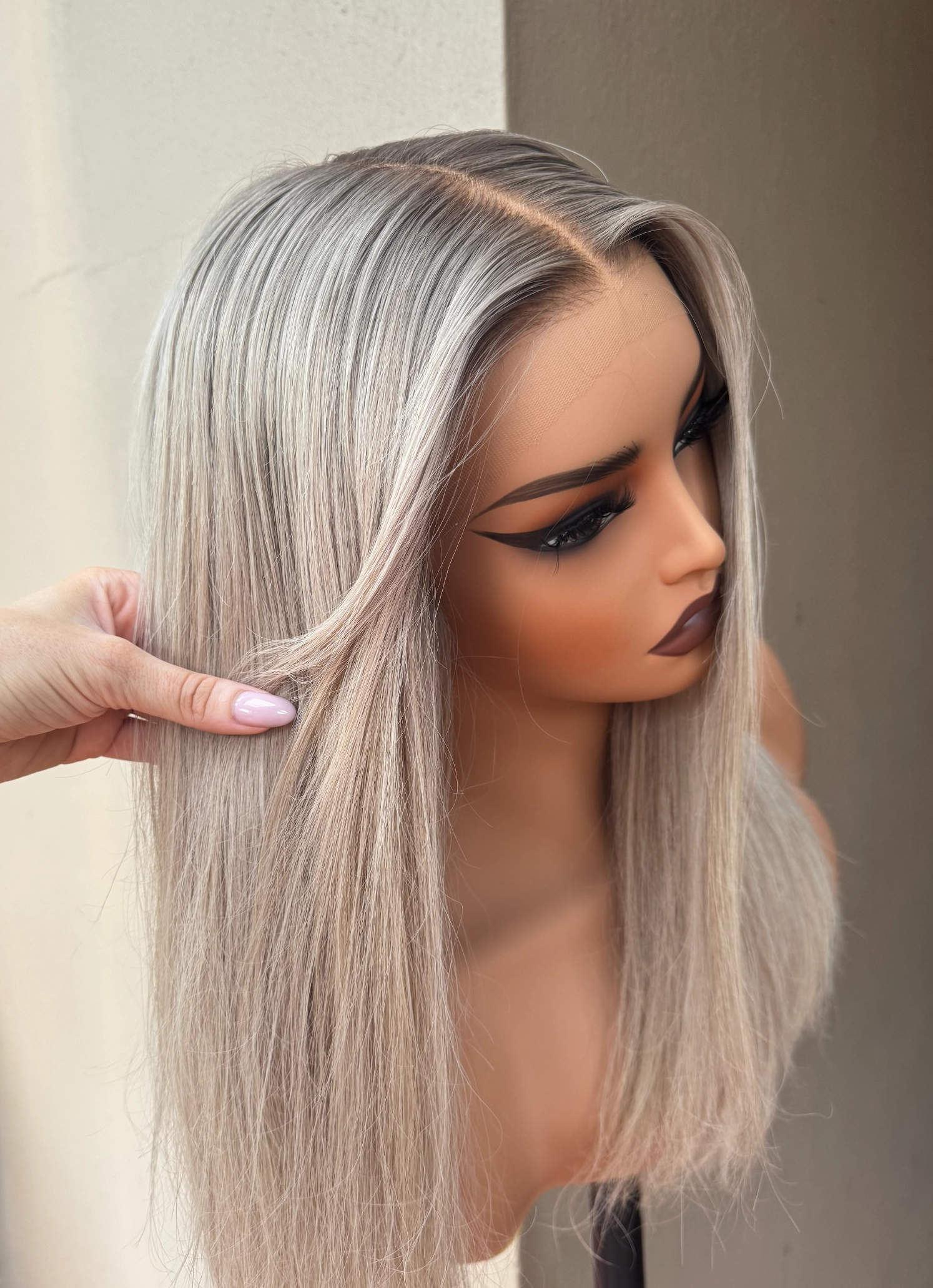 WINNY Ash Blonde Human Hair Lace Front Wig