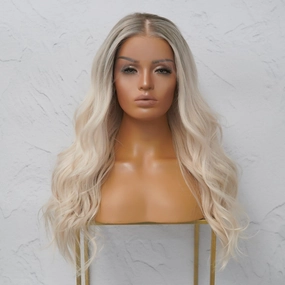 WINNY Grey Blonde Human Hair Full Lace Wig