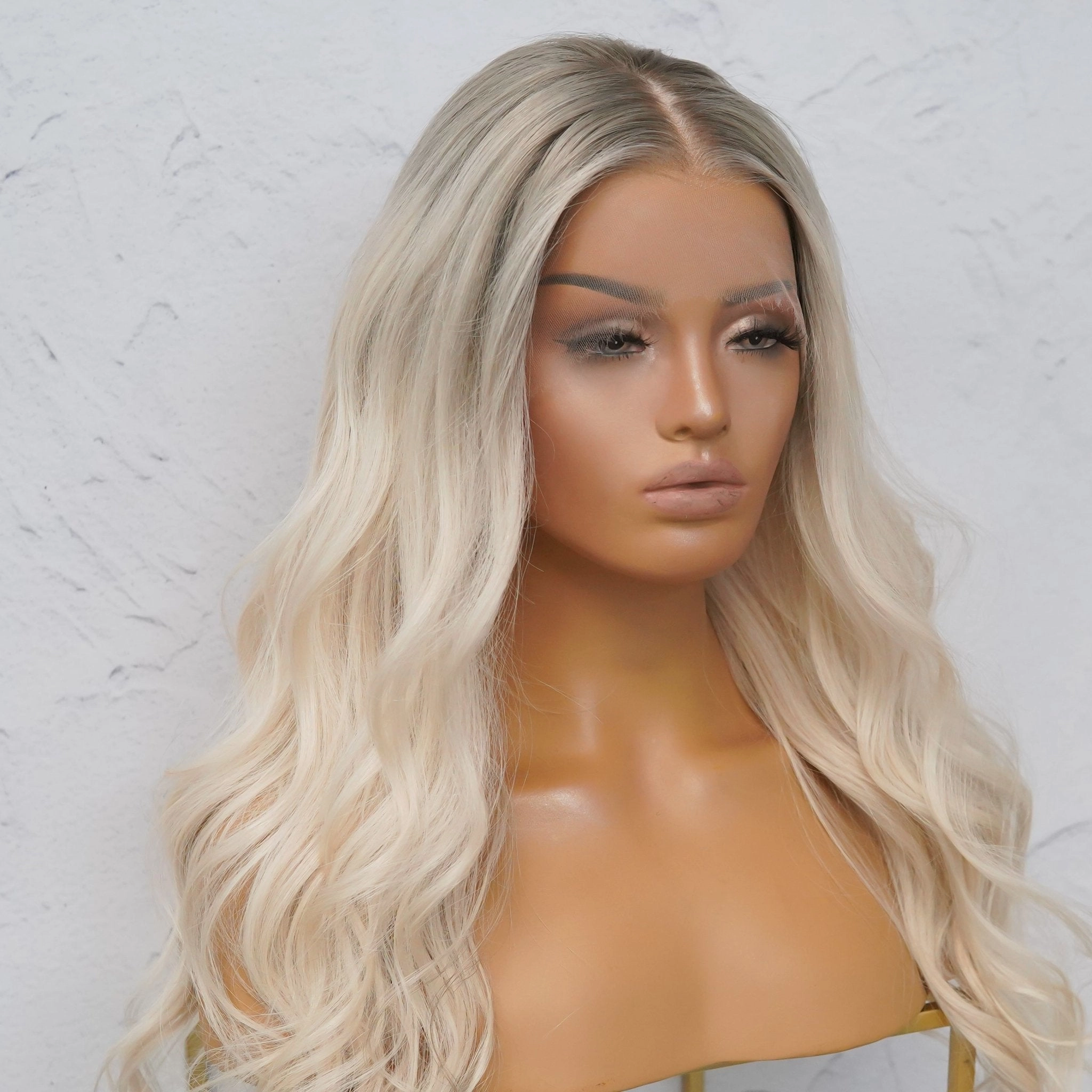 WINNY Grey Blonde Human Hair Full Lace Wig